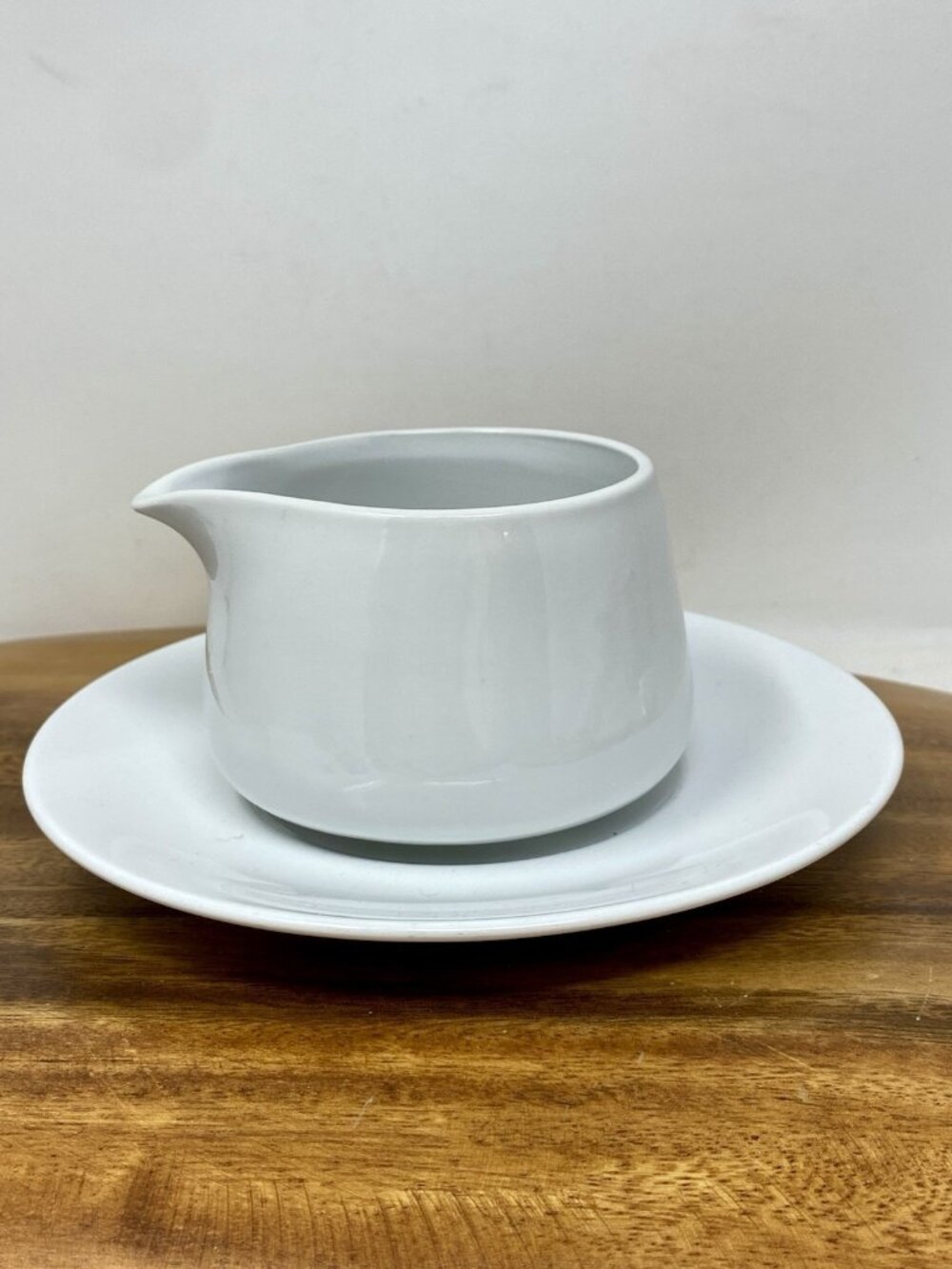 Crate And Barrel White Handleless Creamer Small Pitcher With Saucer Minimalist